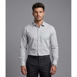 Louis Philippe Luxure Giza Cotton Dress Shirt Mens 42 EU Classic Fit Micro Large